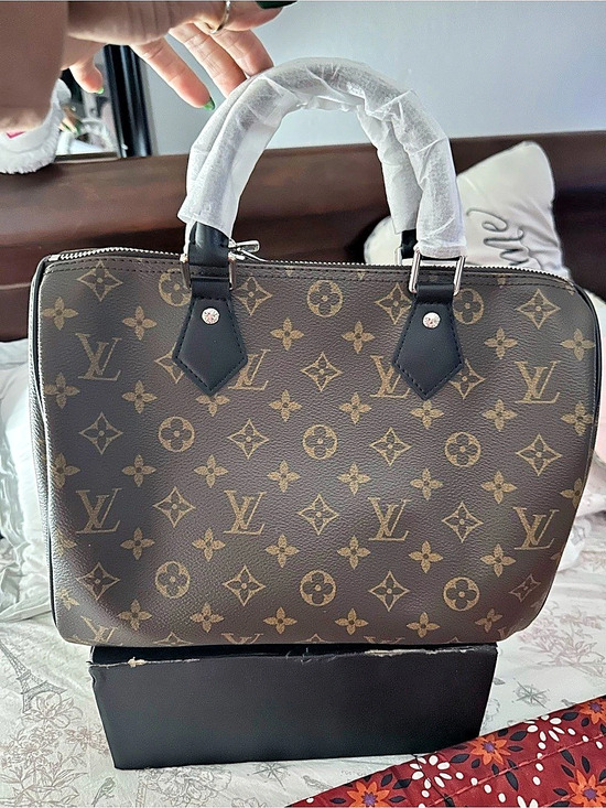The Unbranded Brand Handbags - L V Monogram Canvas Satchel Brown & Black